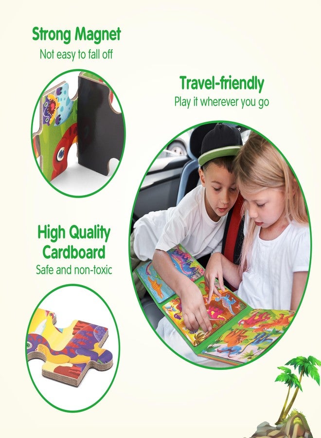 SYNARRY Dinosaur Magnetic Puzzles for Toddlers 3-5, 20 Pieces Travel Puzzles for Kids Ages 4-6, Easter Basket Stuffers Valentines Day Gifts for Kids, Car Airplane Road Trip Activities Magnet Games Toy - Image 5